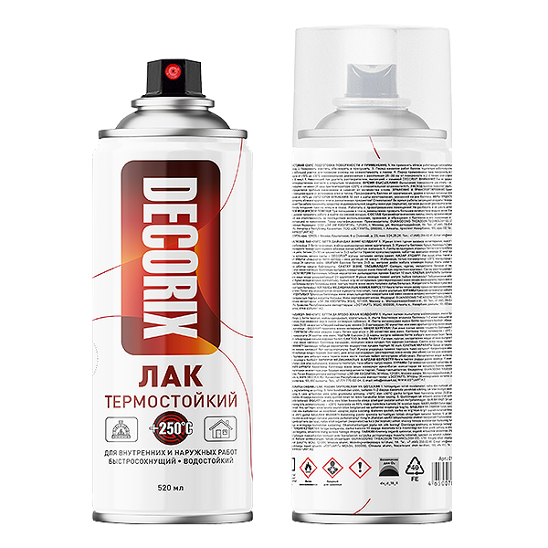 Лак термостойкий +250, бесцветный DECORIX